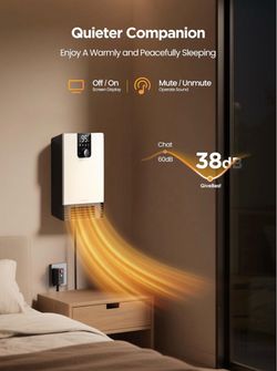 GiveBest Smart Wall Heater, Electric Space Heater  3 heating modes, adjustable thermostat, 24-hour timer, fast heating, easy to assemble for bathroom