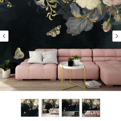 Floral Wallpaper Mural Peony Flowers Butterfly Botanical Design Decor 