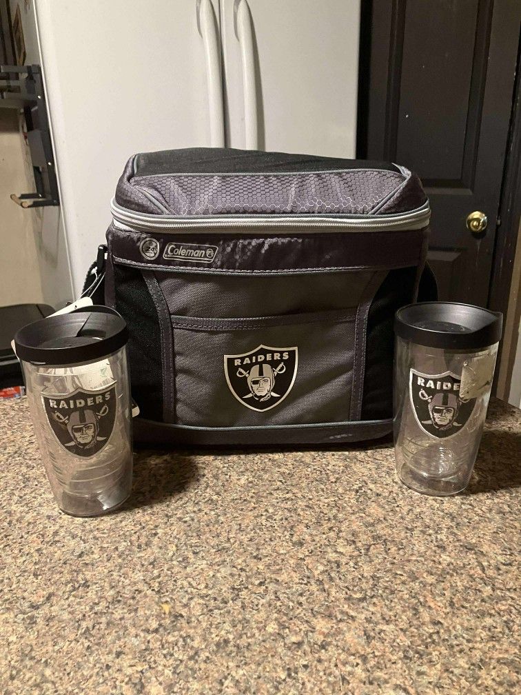 Raiders NFL Cooler W/ Travel Cups