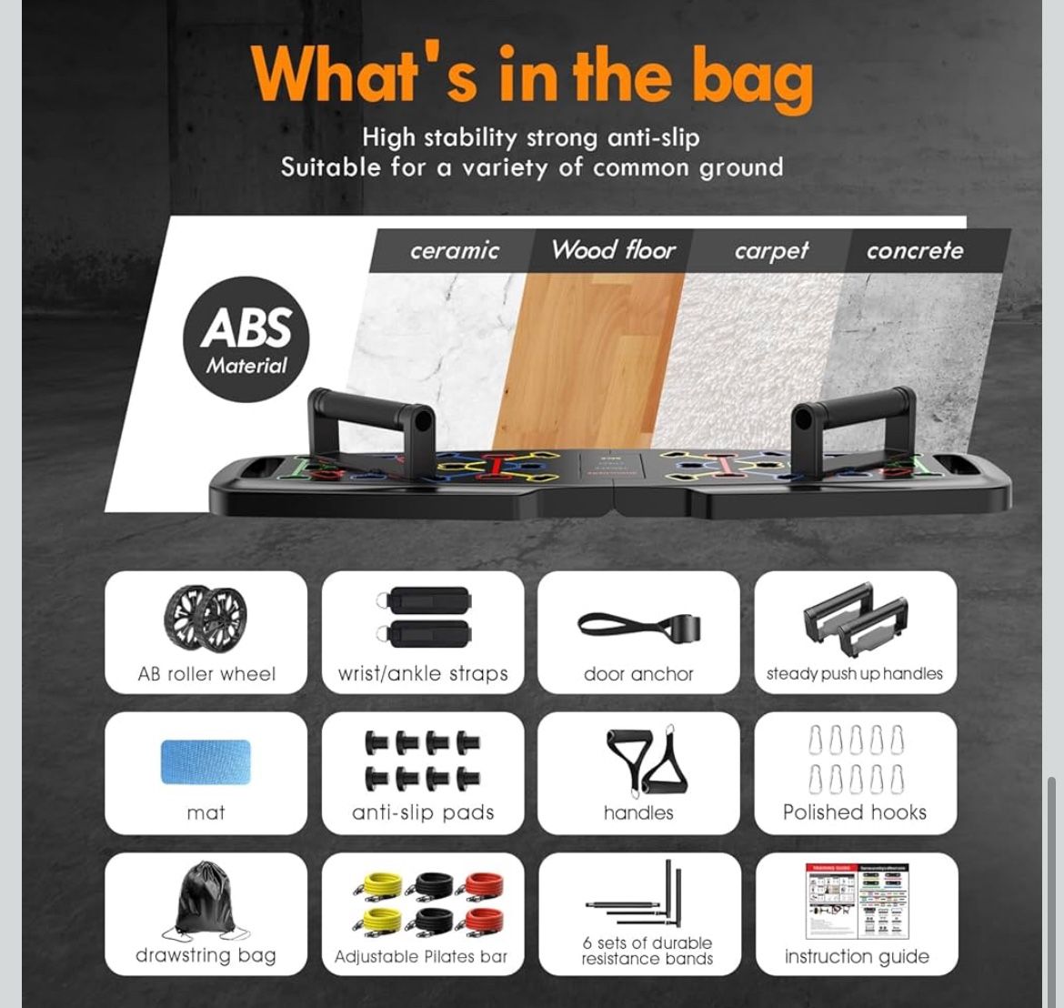 Home Gym,Portable Exercise Equipment,Pilates Bar and 20 Fitness Accessories with Resistance Bands and Ab Roller Wheel,Full Body Workout at Home  Brand