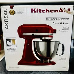 Brand-new, unused, and unboxed: KitchenAid Artisan® Series 5 Quart Tilt-Head Stand Mixer K45 in Red