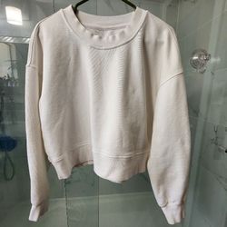 Lululemon White Cropped Crew Neck 