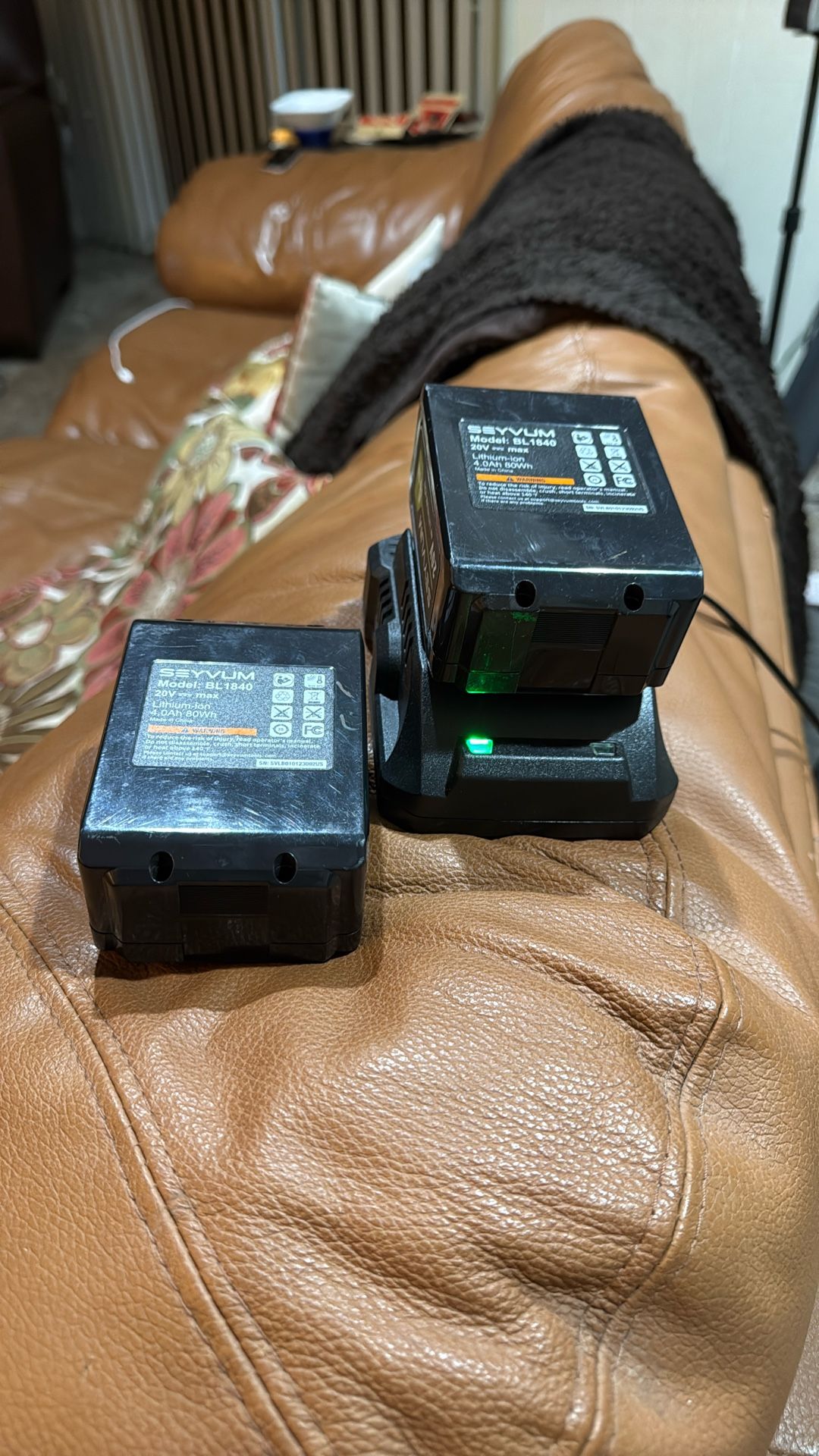 Two 20V 40ah 80w Lithium Batteries With Charger.
