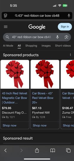 XL Red Ribbon Car Bow 