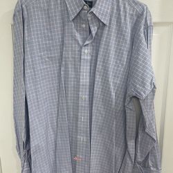 Gitman Bros. Blue Plaid Men’s Dress Shirt, Size 17 35