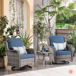 Outdoor Patio Swivel Chair Furniture Set