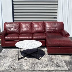 Like New Red Genuine Leather Sectional Couch/Sofa (Delivery Available🚛)
