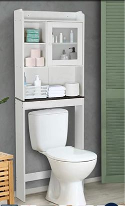 White Over-the-Toilet Bathroom Storage Cabinet