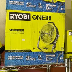 RYOBI ONE+ 18V Cordless Hybrid WHISPER SERIES 12 in. Misting Air Cannon Fan (Tool Only)
