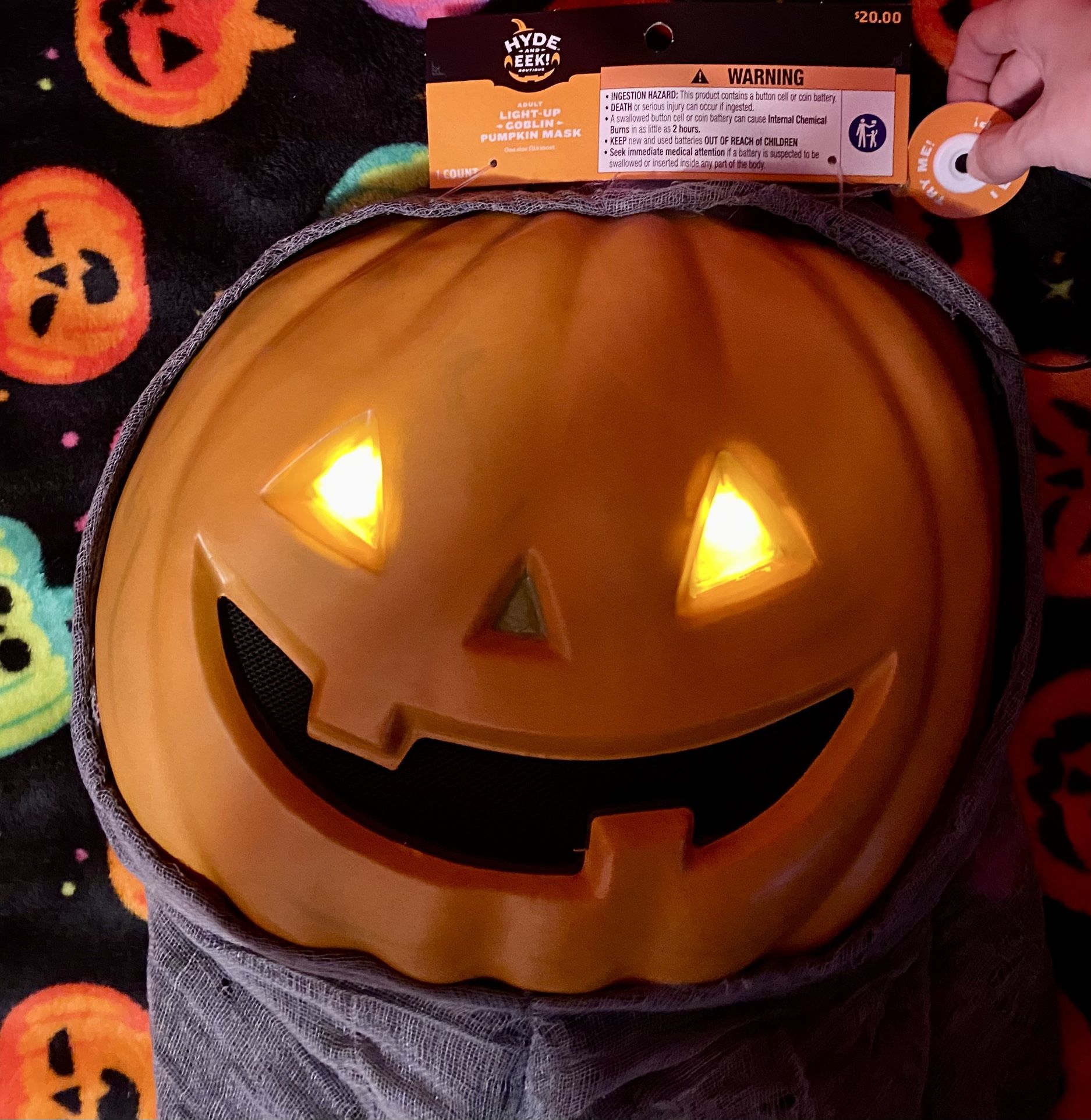 Adult Light-up Goblin Pumpkin Mask 