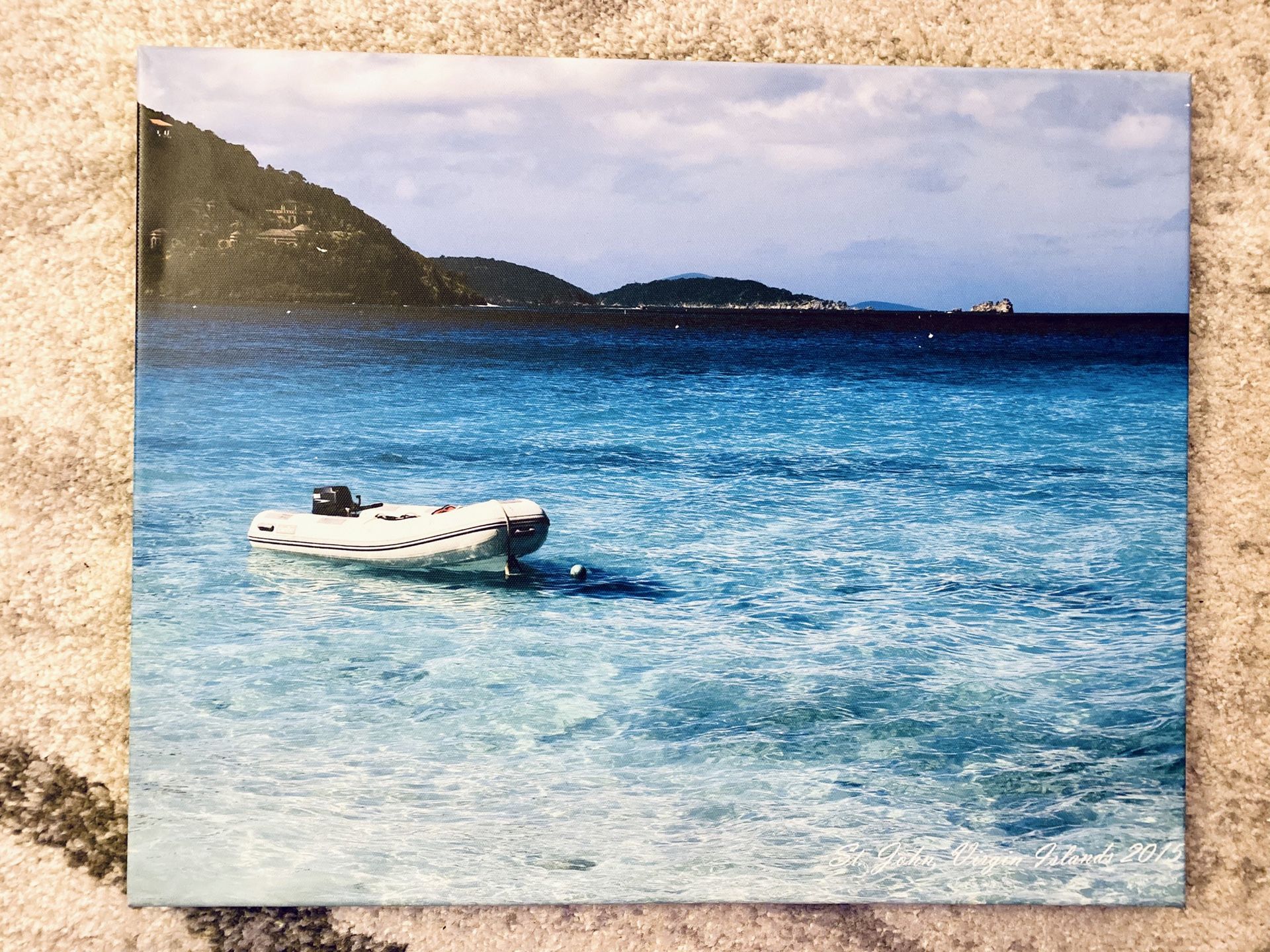 Boat by Beach Photo Print Canvas