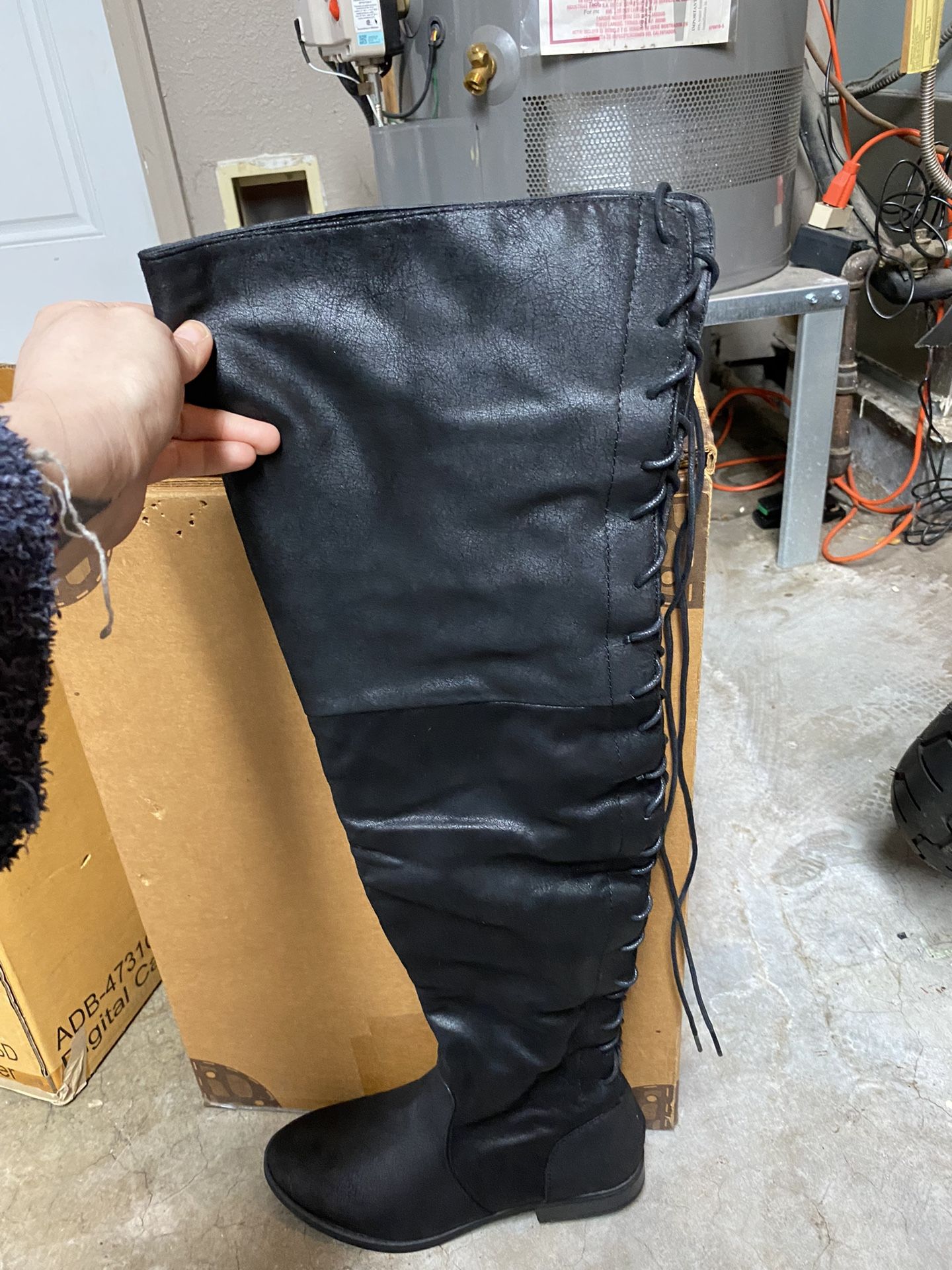 Brand New Lace Up The Back Thigh High Boots