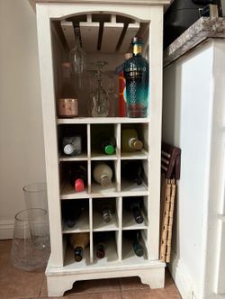White Wooden Wine Rack Cabinet