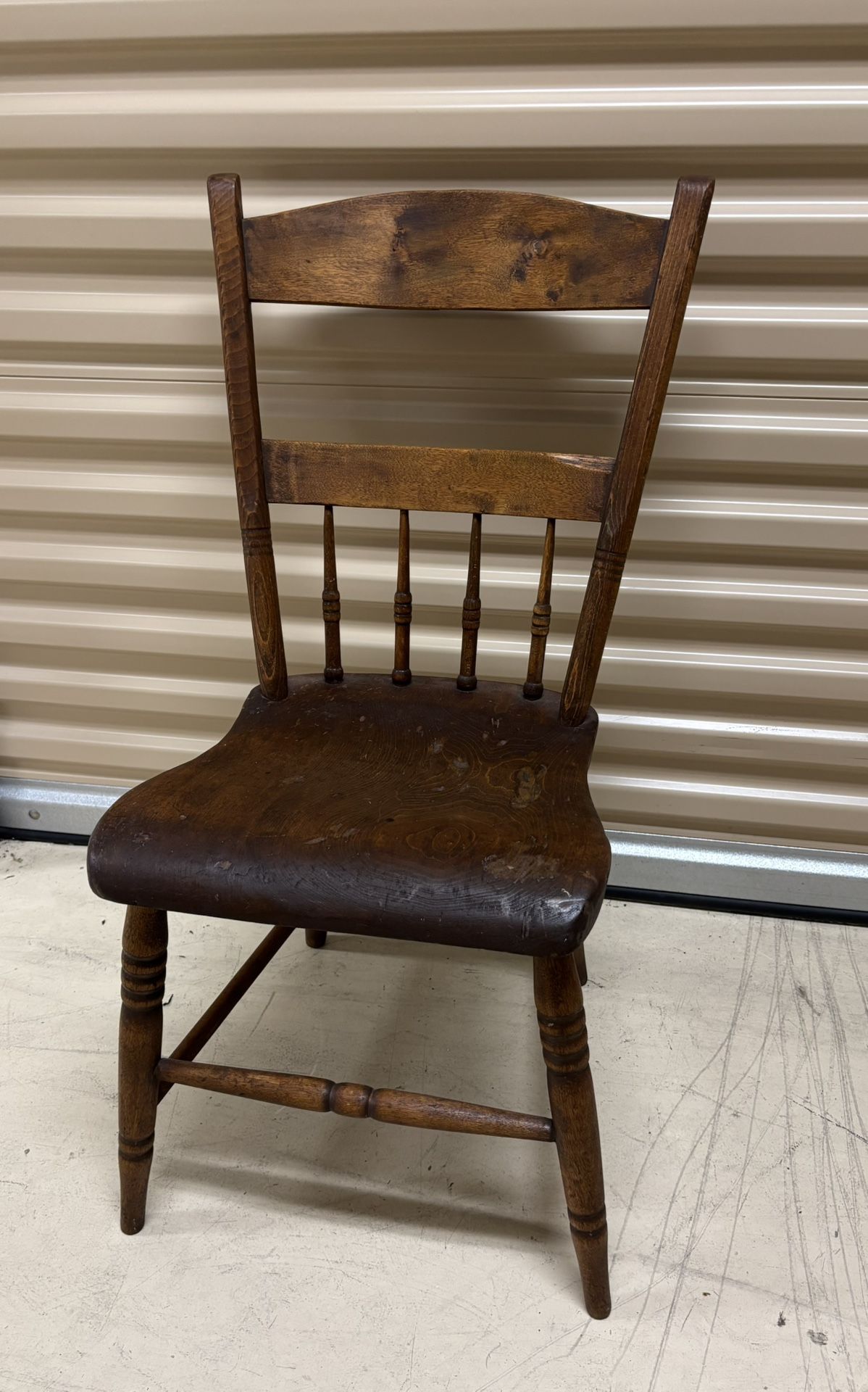 Antique Primitive Plank Seat Small Scale Farmhouse Chair