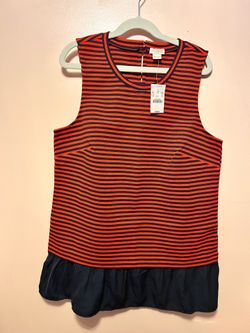 J.Crew Striped Sleeveless Ruffle Hem Top