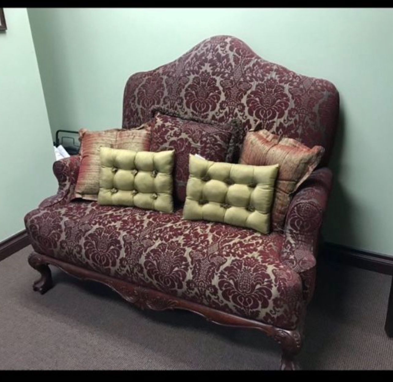 Vintage Antique Victorian Loveseat Couch with Pillows