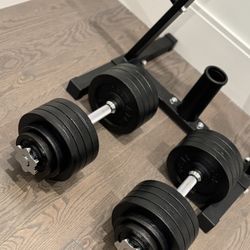Dumbbels And Bench +Weight Plate Rack