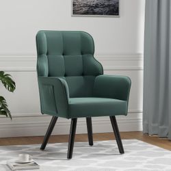 Modern Accent  Chair, Mid-Century Velvet Armchair with Lumbar Pillow, Upholstered Tufted Comfy Vanity Chair with Back for Living Room/Bedroom