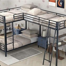 Triple Bunk Bed With Desk