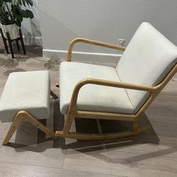 Rocking Chair - Oak W/ Ivory Fabric