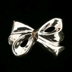 2.2" x 1.7" Solid Sterling Silver & 14k Yellow Gold Ribbon Pin Brooch, Taxco