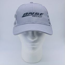 BNSF Railway Quake City Caps USA Flag Mesh Back Trucker Hat Snapback Cap One Size Gray White
