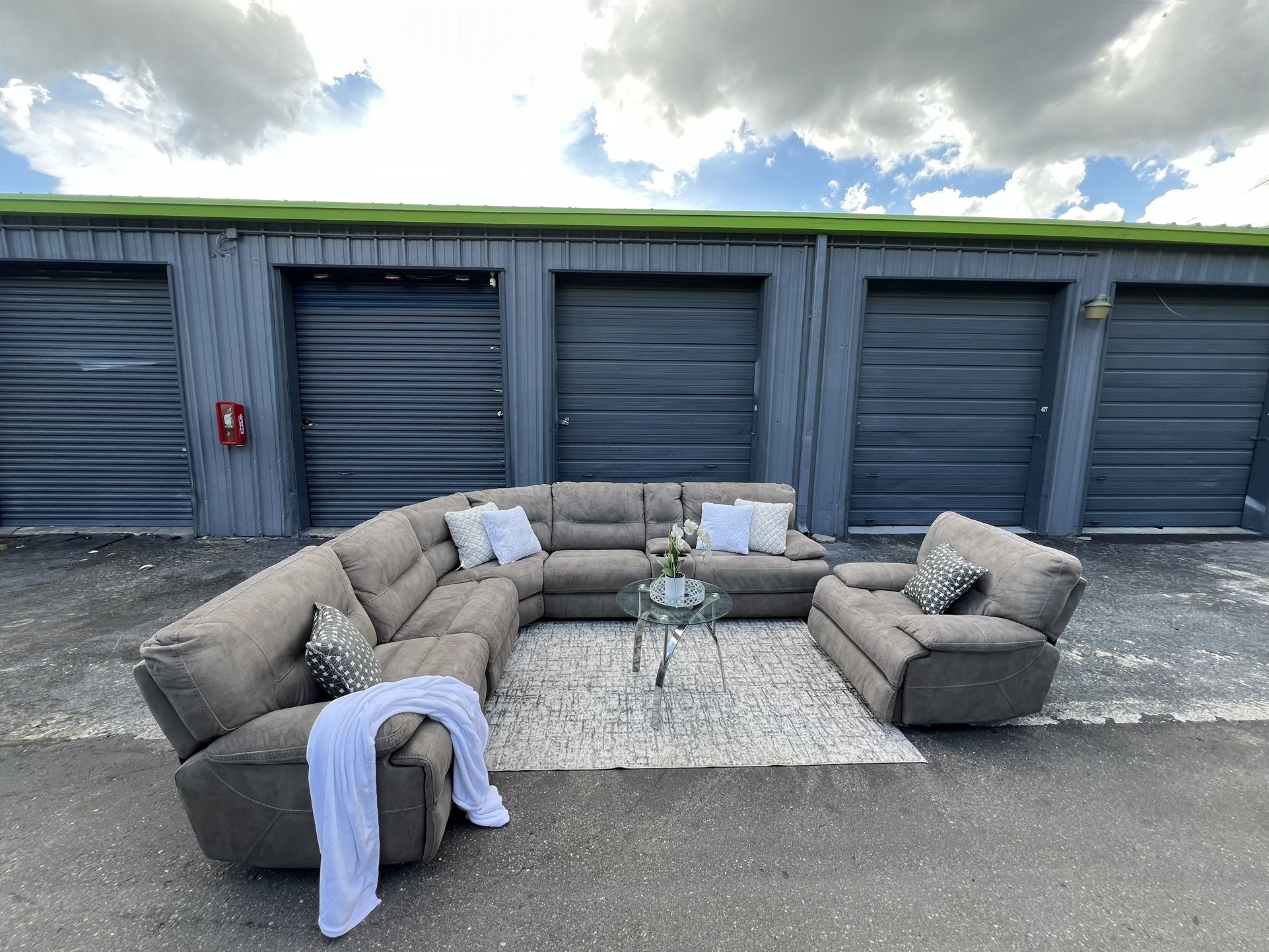 Sectional/couch/Sofa, Electric Reclining/Light Grey, Suede Brand:Cheers