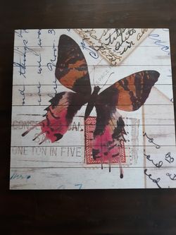 Large butterfly wood picture