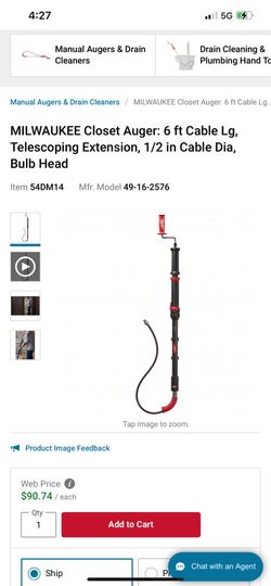 New Milwaukee  6 Toilet Auger Never Use Still In Box  for sale .