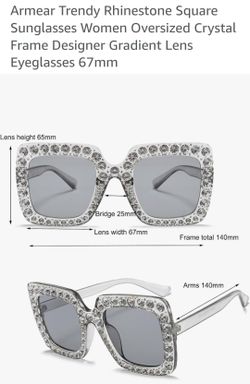 Brand New Oversized Tinted Rhinestone Glasses