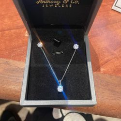Sterling 925 Silver With Diamond Necklace And Earring Set F