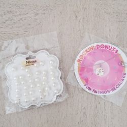 Kids Pearl Earrings And Donut Necklace