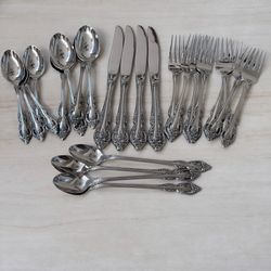 24pc Oneida Community Brahms Flatware Set For 4 Serving Stainless Betty Crocker