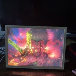One piece Roronoa Zoro Posters Led Photo Wood Frame Light Gifts for Kids anime