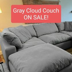 Gray Cloud Couch Modular Sectional Sofa With Ottoman 