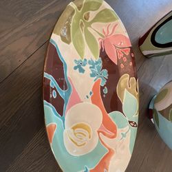 Jill Rosenwald Hand Made Pottery “Dreamy Dare” 17” Platter Excellent Condition Smoke free household