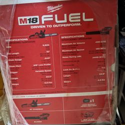 Brand New Milwaukee M18 Fuel Chainsaw Blower Xc12.0 Battery Rapid Charger