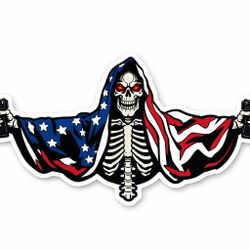 4” skull Glock gun American Flag Sticker USA Patriotic Car Bumper Patriot