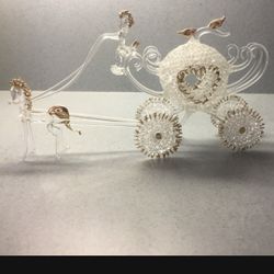 Glass Cinderella Carriage With Gold Plated Details 