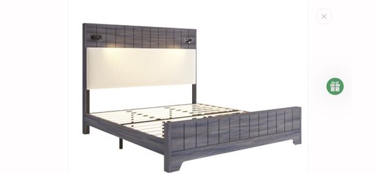 King size Bed Frame with Reading Lights- rotate 360