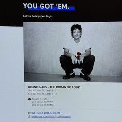 Bruno Mars SoFi October 3rd