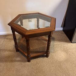 hexagon glass side table