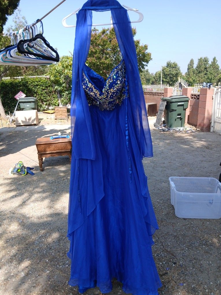 Prom Dress, Blue, Sequins