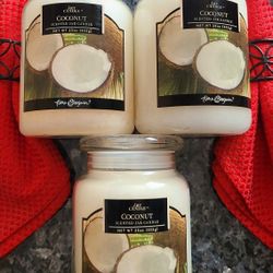 Scented Large Jar Candles. $6 each or any 4 for $20. 110-150 hour burntime! Wonderful scents, long-lasting burn time, 23 oz size.
