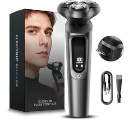 Electric Razor for Men, 3D Flex Blades with Pop-Up Trimmer, IPX8 Waterproof, Type-C Quick Charge, LED Display, Travel Lock, Wet & Dry Shave, Flint Gra
