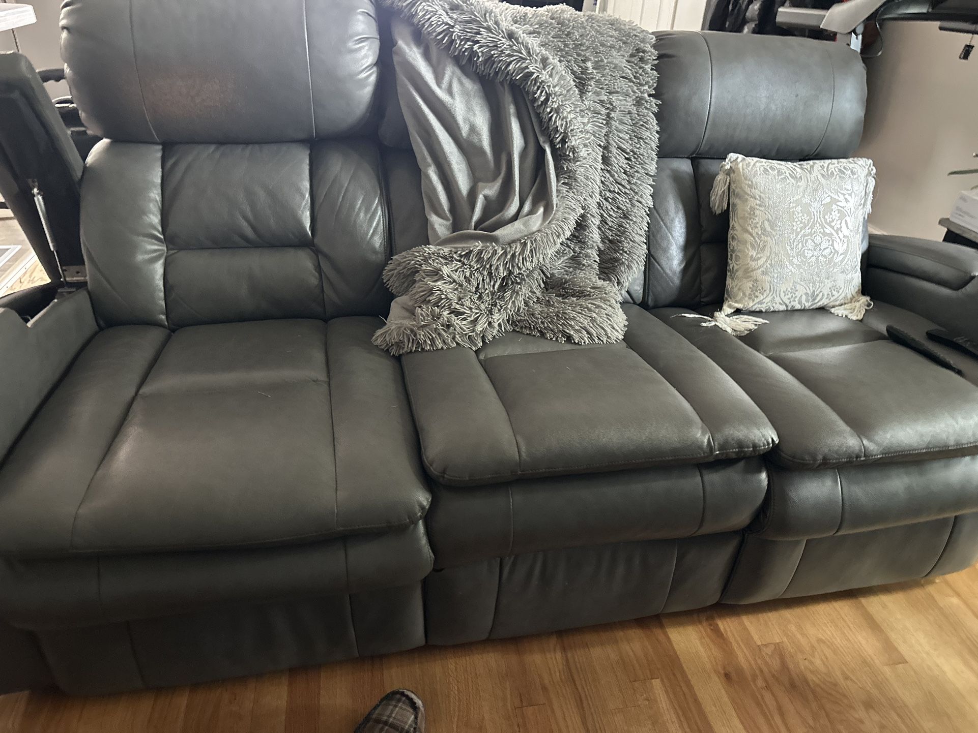 Leather Gray Couch