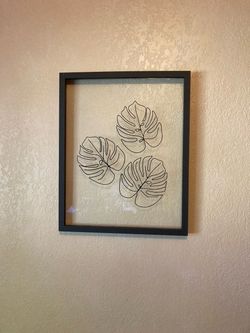 Framed Monstera Leaf Line Art Print