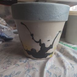 Decorated Painted Clay Pot 