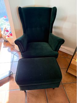 IKEA Velvet Chair and Ottoman