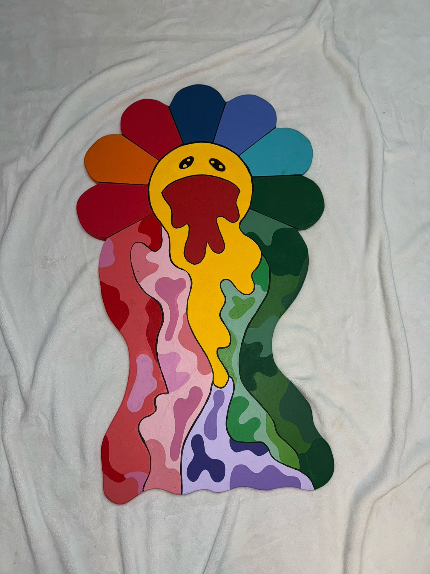 Multi-coloured Takashi Murakami flower wall art #wallart